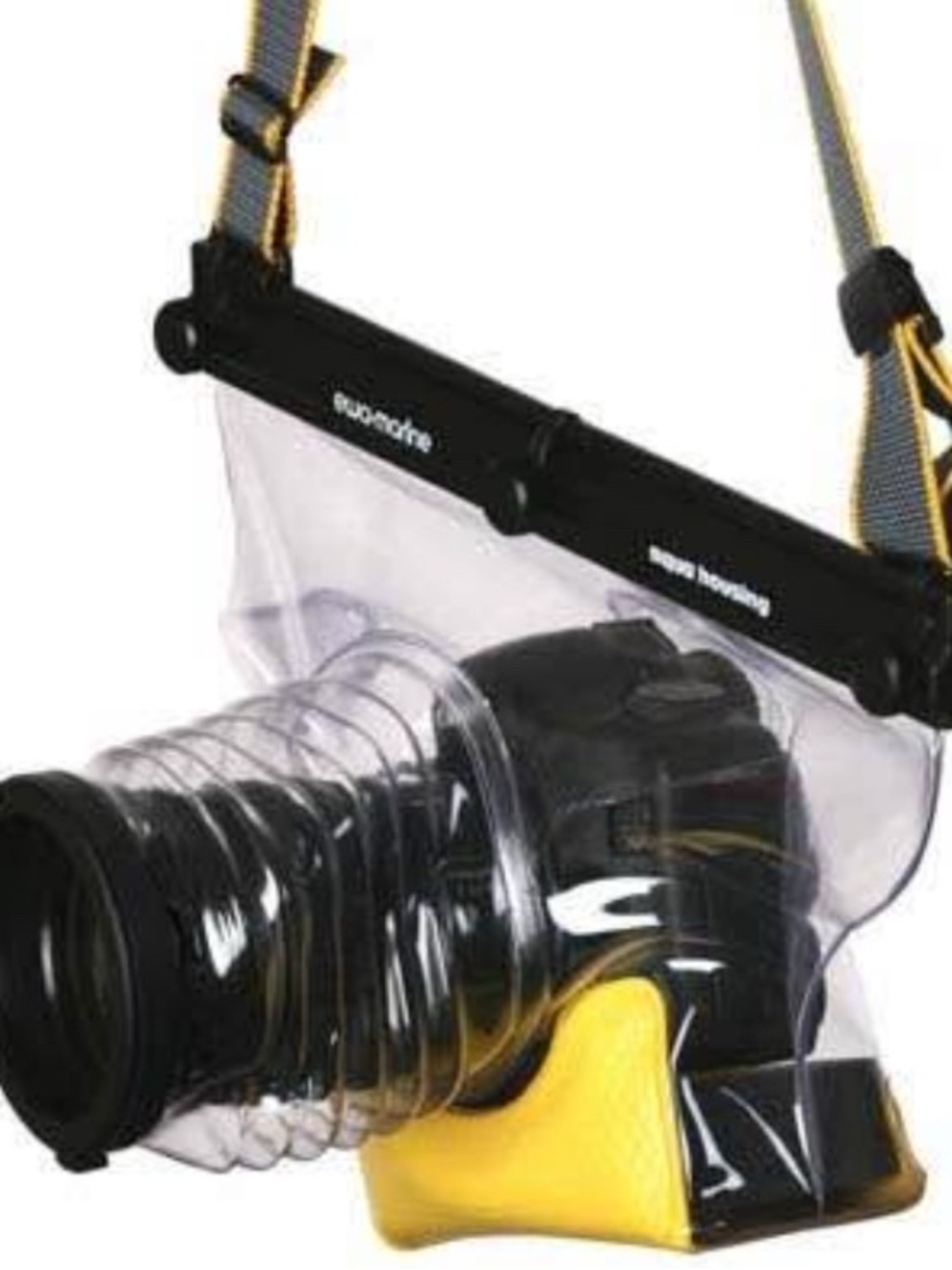 Underwater Waterproof Camera Housing with Yellow Base and Black Trim - like new